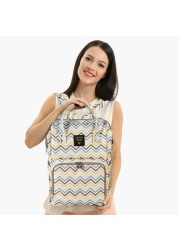 Sunveno Chevron Print Diaper Backpack with Zip Closure and Top Handles