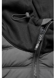 Jersey Sleeve Quilted Hooded Jacket