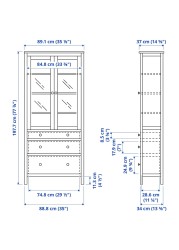 HEMNES خزانة بباب زجاجي مع 3 أدراج