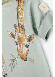 FatFace Baby Green Crew Giraffe Romper