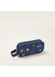 Maricart Space Print Trolley Backpack with Lunch Bag and Pencil Pouch