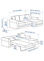 GRÖNLID 3-seat sofa-bed with chaise longue